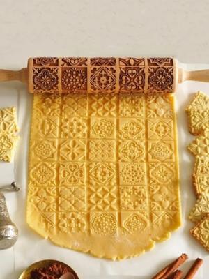 1pc-Exquisite Pattern Rolling Pin Wooden Embossing Baking Tools Reindeer Dough Engraved Square Grid Cookies Mold
