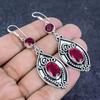 Natural Garnet Gemstone Handmade 925 Sterling Silver Earring 2.76" O8e11