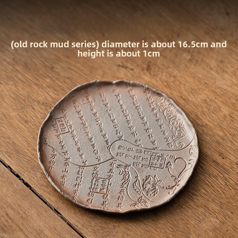Handmade Rock Texture Tea Tray Dry Brew Chapan Coarse Pottery Chinese Zen Style for Gongfu Tea Ceremony Desktop Board