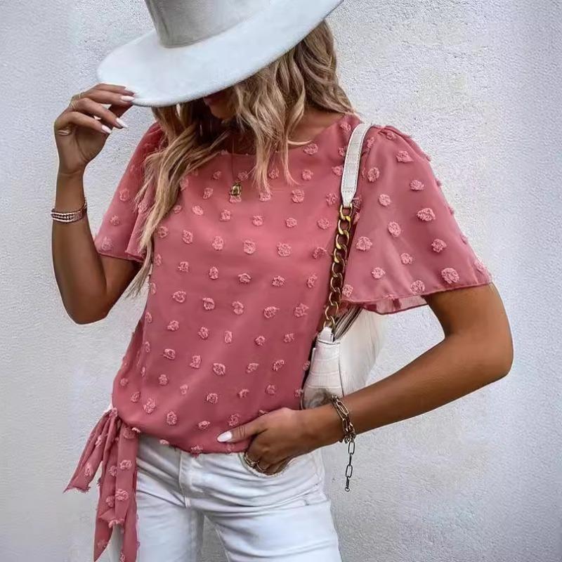 

Autumn Chiffon Fake Two Piece Chiffon Short Sleeved Top for Women Shirt XXL