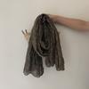 Retro Cotton and Linen Scarf Women's Solid Color Plaid Shawl Silk Scarf Warm Scarf
