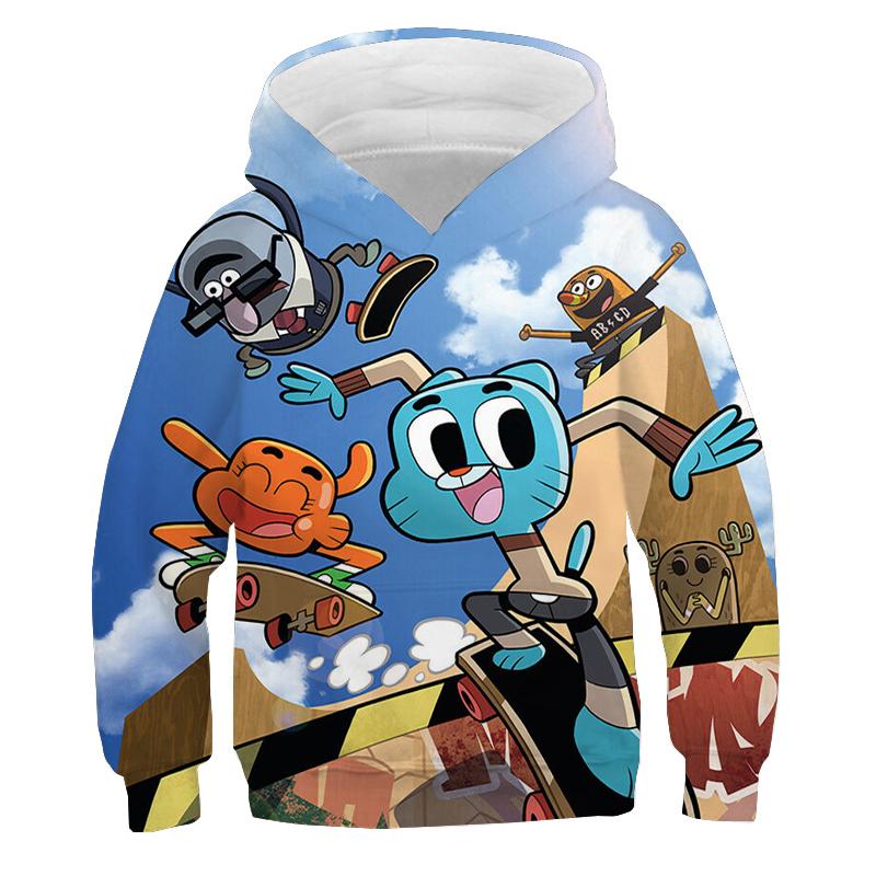 Fashion Kids Clothes The Amazing World of Gumball Hoodie Children Cartoon Pullovers Baby Girls Boys Autumn Hooded Sweatshirts
