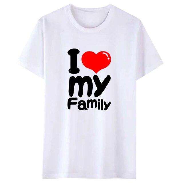 T-shirty damskie Kocham moją rodzinę Zabawne jednakowe stroje rodzinne Bawełna Wygląd rodzinny Ojciec Matka i córka Syn Koszulki dziecięce Body dziecięce