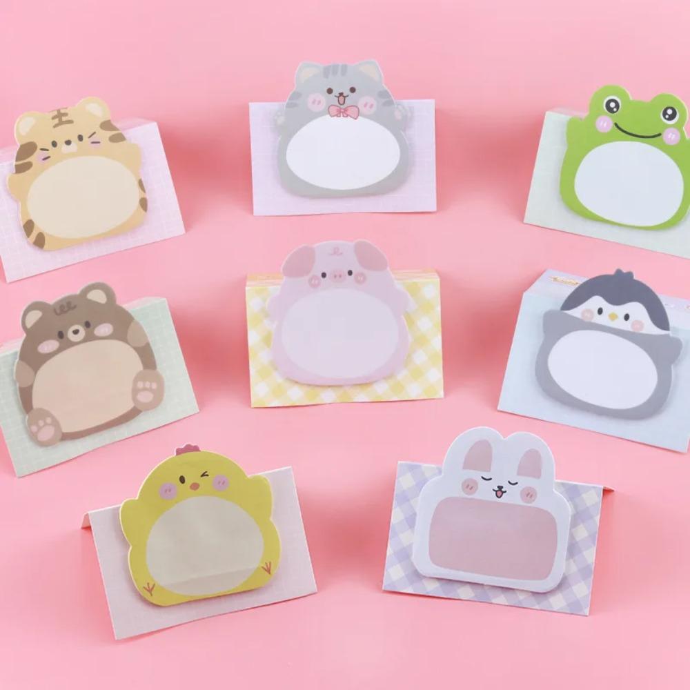8pcs Can Stand Up Cartoon Small Animal Special-shaped Sticky Notes Office Simple Shape Creative Sticky Notes Cute Note Paper