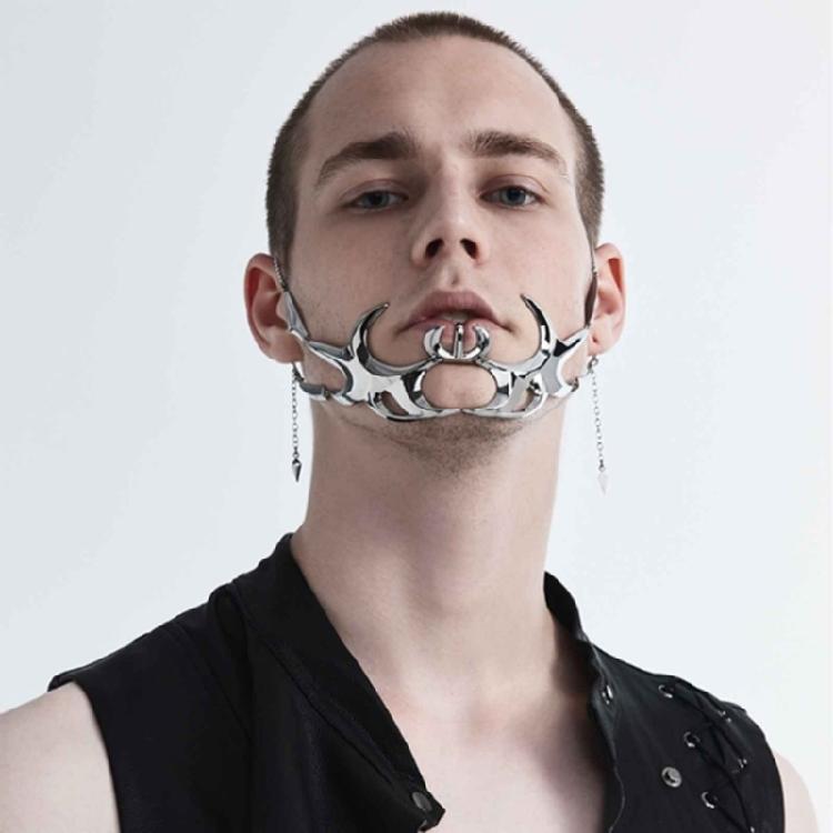 Metal Luxury Mask For Women Men Silver Color Party Face Chain Gothic Jewelry