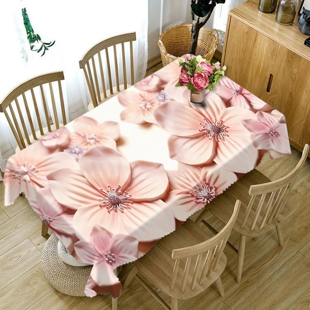 Embossed Flower Tablecloth Creative Colorful Wallflower Pattern Washable Thicken Rectangular Table Cloth For Wedding
