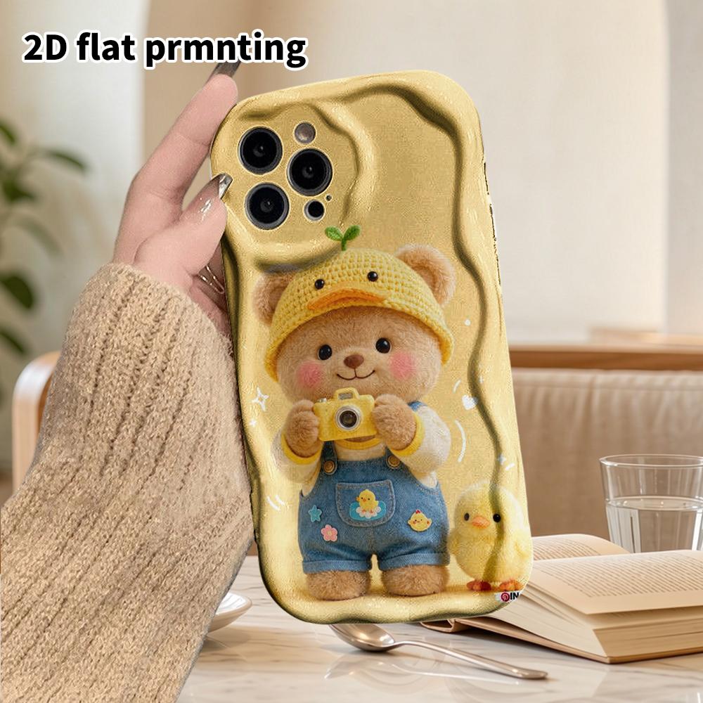 Phone Case: 2D Flat Design Suitable for iPhone 18 17 16 15 14 13 Pro, Couple Style, Little Bear with Hat, Christmas and Halloween Gifts