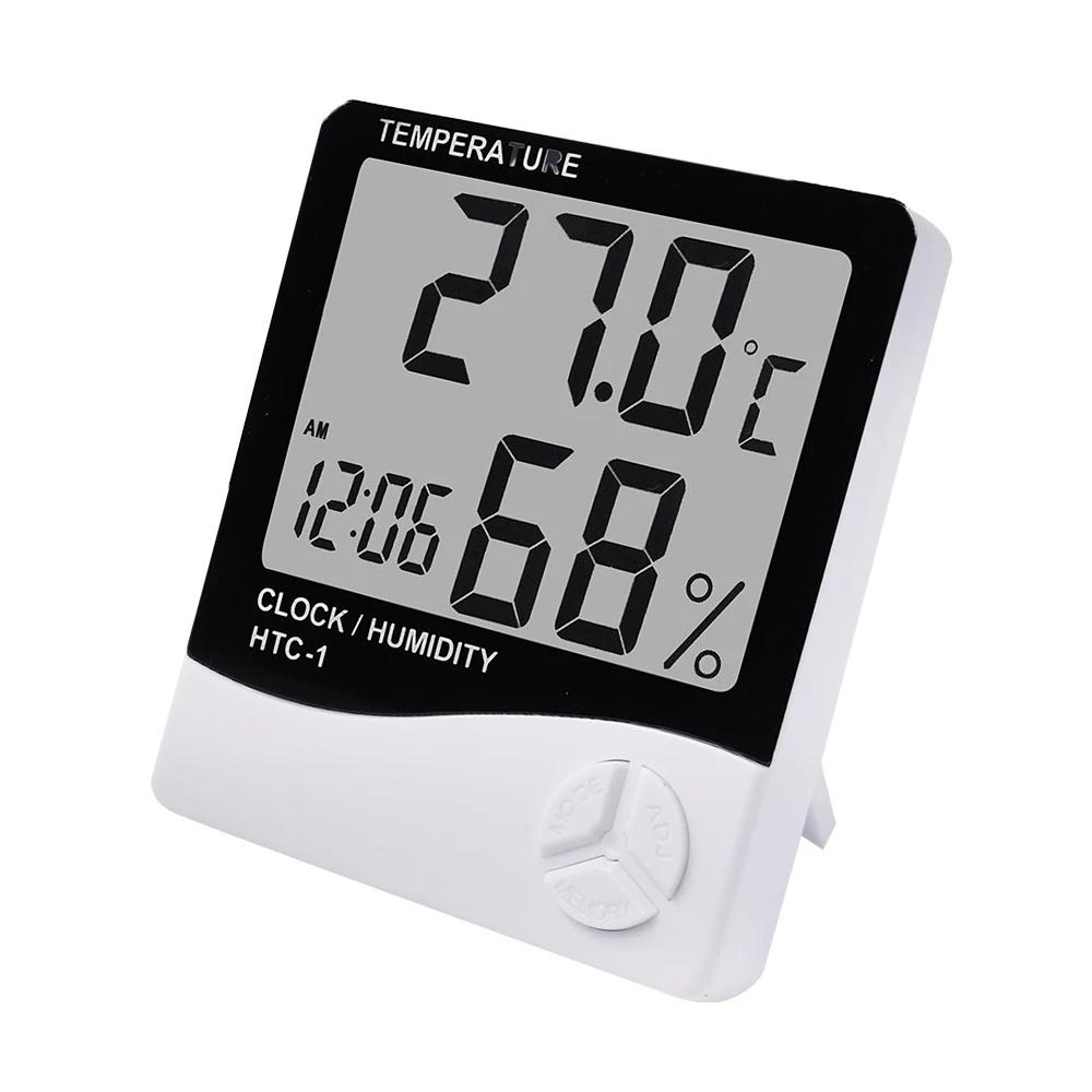 LCD Digital Temperature Humidity Meter HTC 1 HTC 1 Indoor Outdoor Hygrometer Thermometer Weather Station with Clock