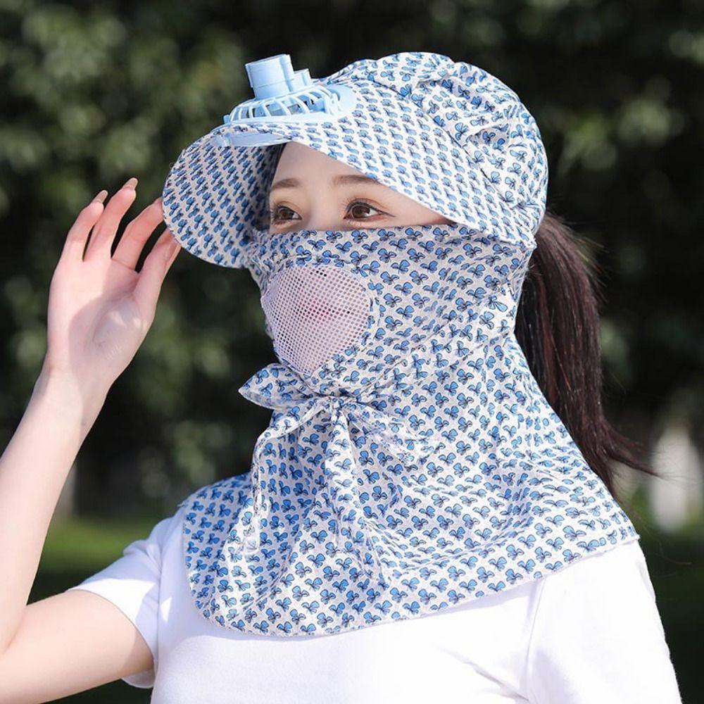 with Electric Fan Fan Camping Hat Breathable Camping Cap Fashion Face Hood Hat Outdoor