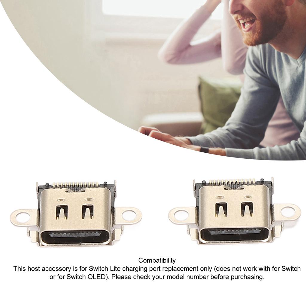 2 Stück Ersatz Typ C Ladeanschluss für Switch Lite USB C Konsolen-Dock-Anschluss Ladebuchse Port für Switch Lite HDH-001