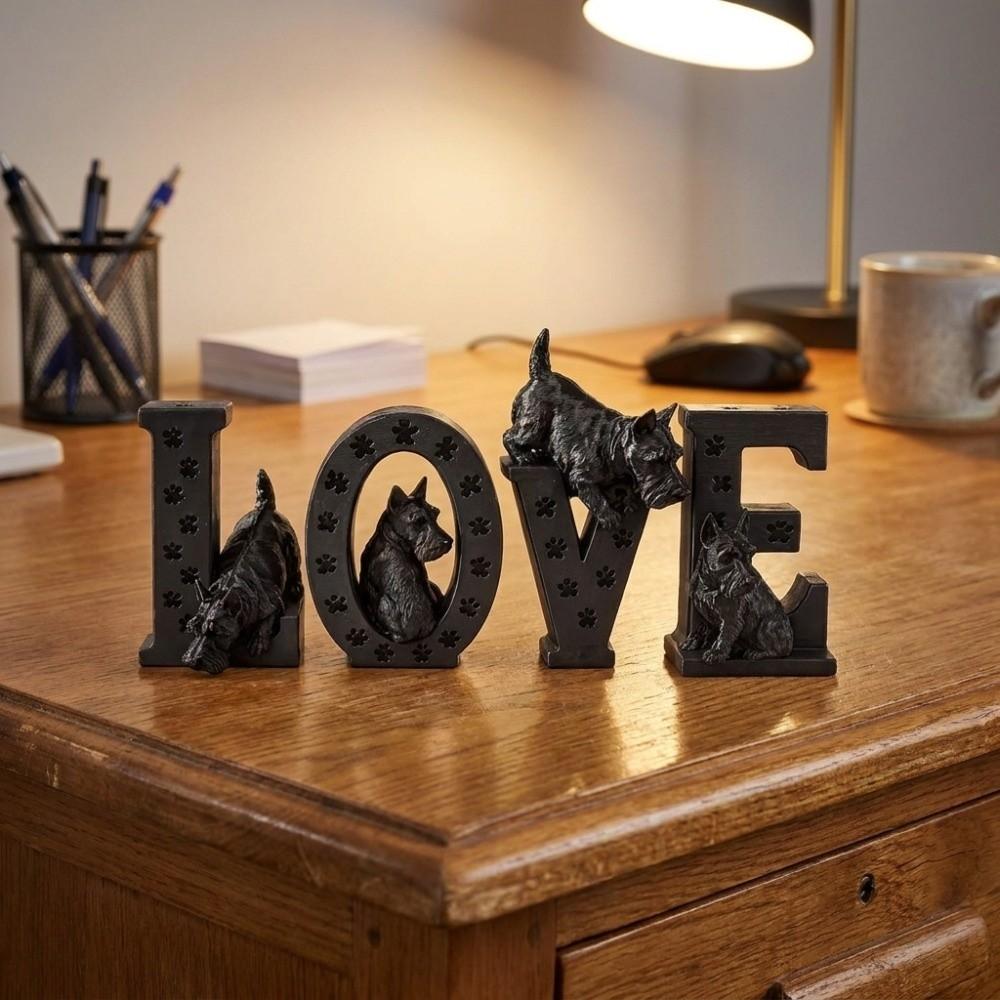 4PCS Romantic Dog Statue Ornament 3D Printing Love Themed Decorations Entryway Decoration