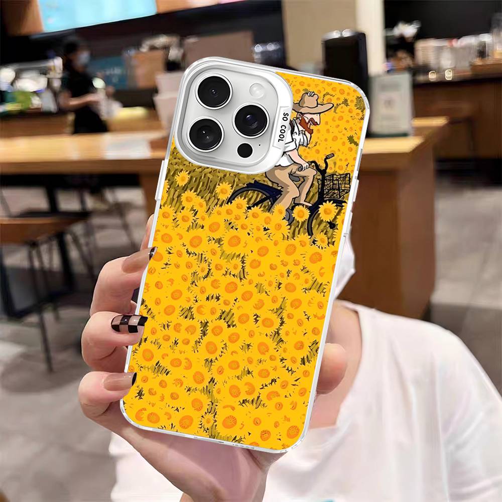 Van Gogh Art Painting For Iphone 15 14 13 Plus 17 16 12 11 Pro Max Matte Colored Silver Luxury Phone Cover