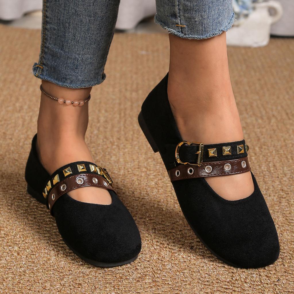 Spring Autumn 2026 Women Fashion Buckle Strap Plus Size Shoes for Women 35-43 Flats Round Toe Non-slip Shoes Zapatos De Mujer