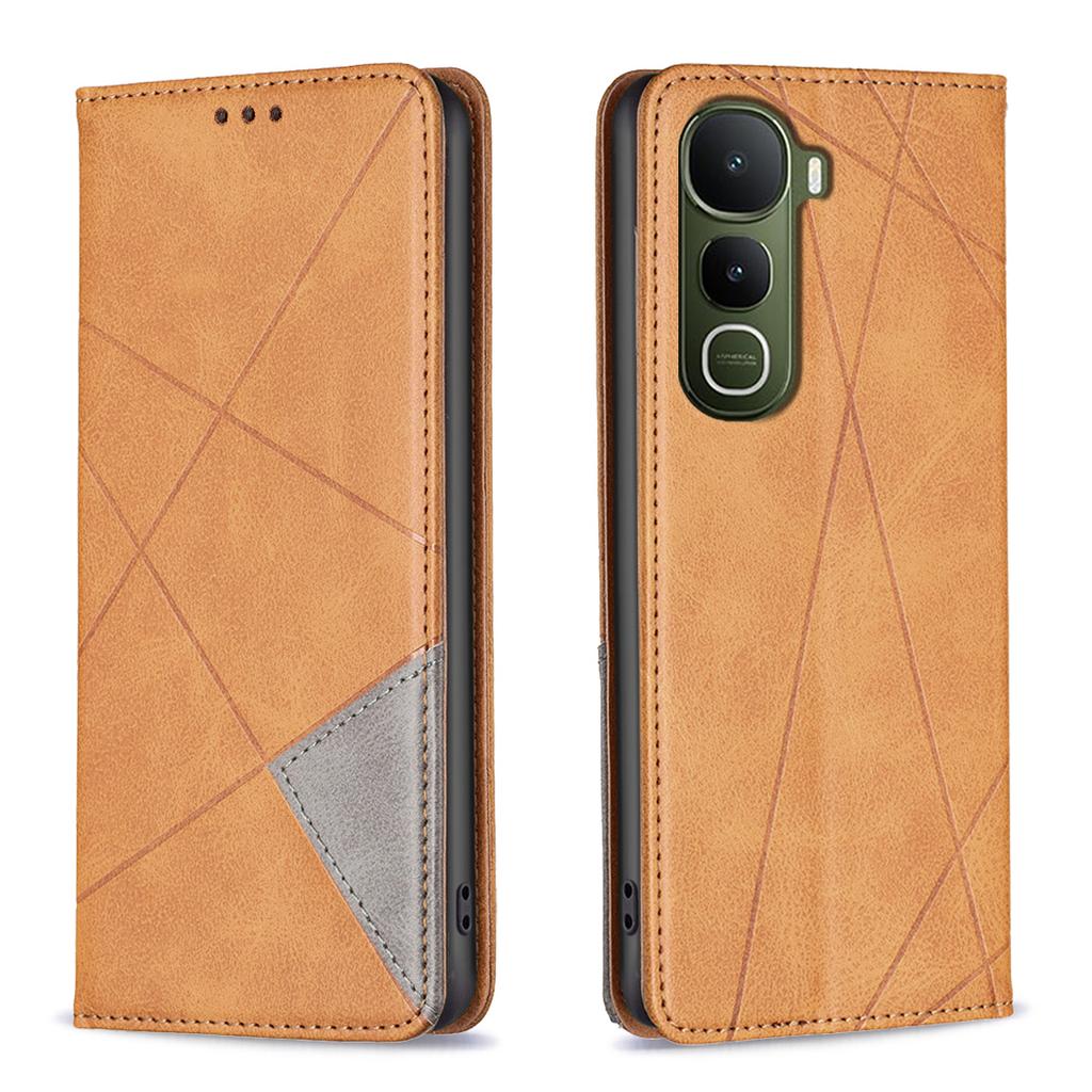 For Vivo Y400 5G Case Card Slots Geometry Imprint Leather Phone Cover