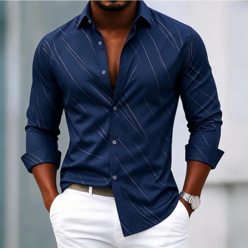 Men S Long Sleeve Striped Casual Shirt For Spring Autumn
