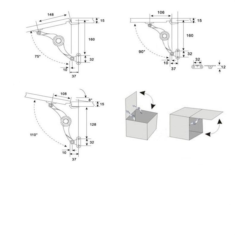 Klappbare Hydraulische Schranktürscharniere Soft Close Deckelstütze Schwerlast Truhe Soft Close Scharniere Für Holzkiste Kleiderschrank