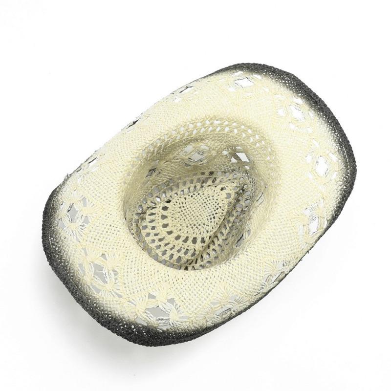 Cowboy Hat Men's and Women's Hollow Fishing Hat Beach Hat Sun Hat Western Vintage Cowboy Straw Hat