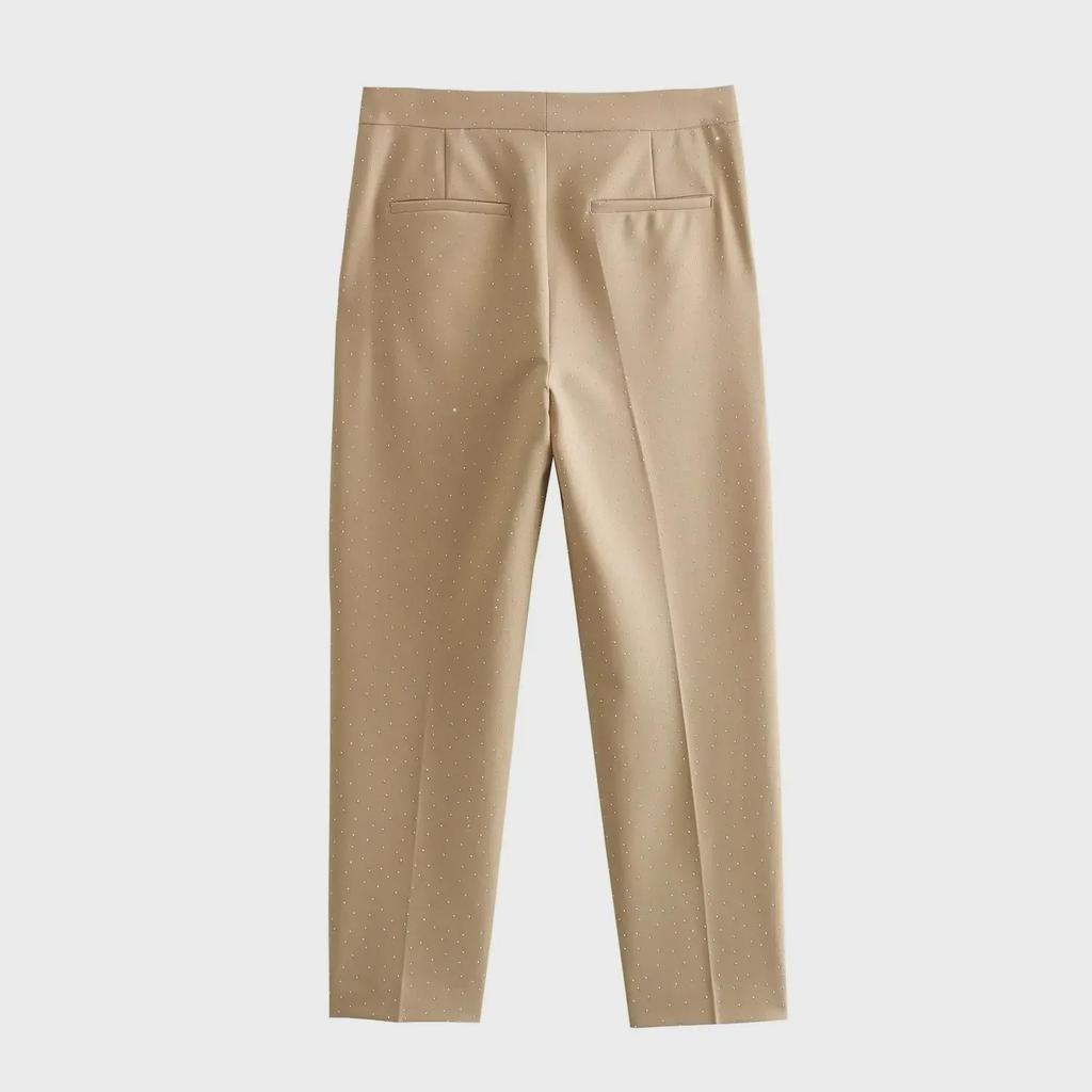 Set de sacou și pantaloni pentru femei, toamna 2023, cu rever accentuat în talie, solid, scurt