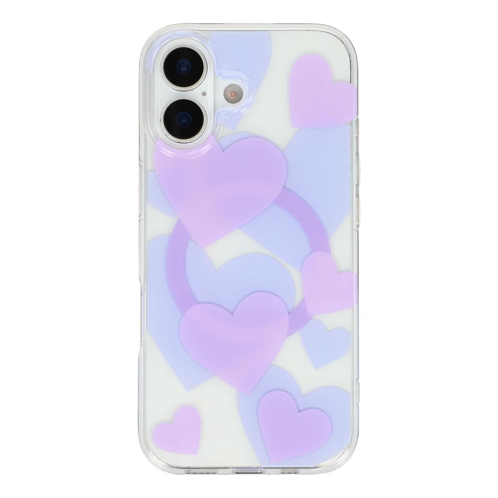 For iPhone 17 Case Heart Pattern TPU + PC Protective Phone Cover Compatible with MagSafe