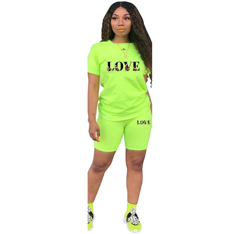 Sommer-Outfits Damen Trainingsanzug Druck Lässiges Shorts-Set Outdoor-Sport Jogging Damenbekleidung Tägliches T-Shirt Shorts 2-teiliges Anzug