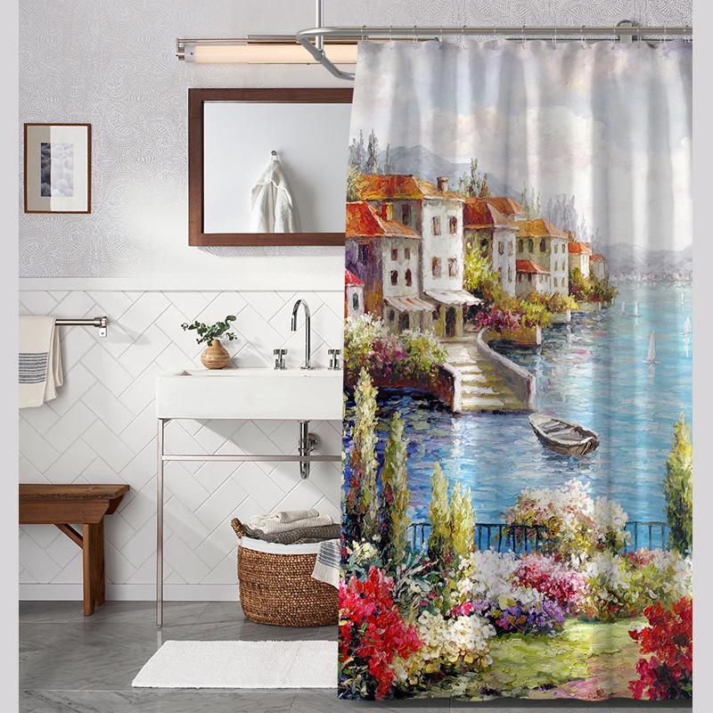 Bathroom Thickened Waterproof Curtain Mildew Proof Shower Curtain Shower Partition Curtain Shower Curtain Bathroom Curtain Free Perforation