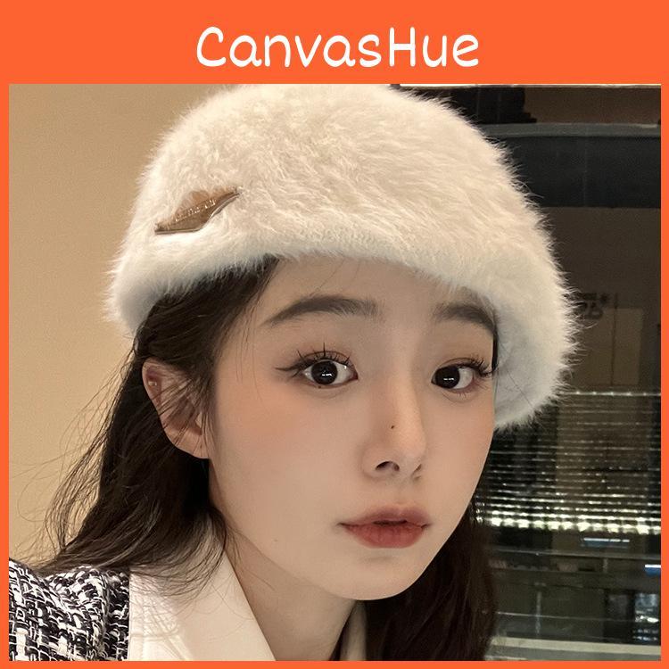 Fashionable And Cozy Rabbit Fur Beret Stylish Retroinspired Winter Hat Women For