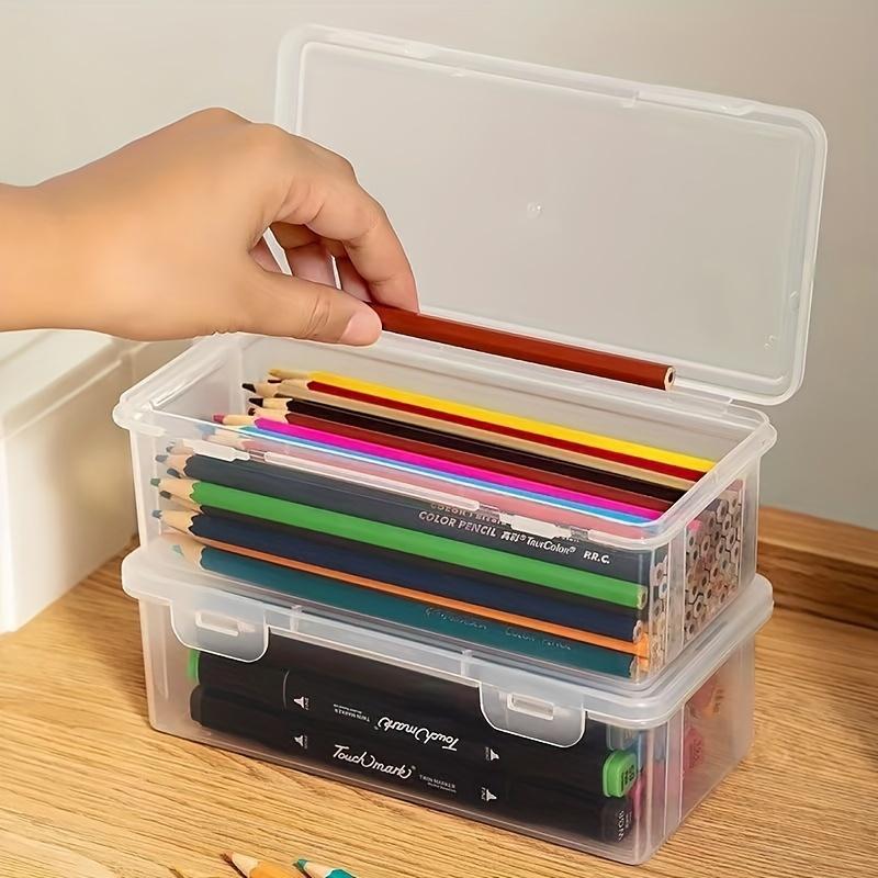 Large Clear Plastic Pencil Case, Lightweight Multipurpose Tissue Box for Colored Pencils, Pens, Markers, Art Supplies And Accessories