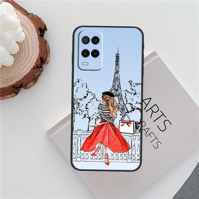 Fashion Girl Case For Oppo A18 A38 A58 A78 A98 A79 A40 A60 A80 A16 A76 A96 A15 A74 A94 A54 A77 A17 Cover