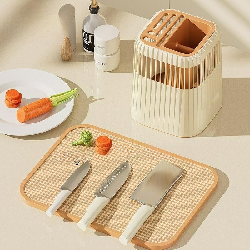 Rotatable Knife Holder, Kitchen Knives, Chopsticks, Spoons, Storage Rack, Household Integrated Drain Knife Holder, Storage Rack
