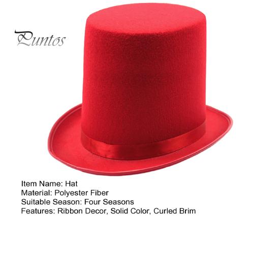Black Magician Hats High Top Hat British Jazz Topper Male for Plays And Female Court Gentleman Flat Felt Performances Role Play Christmas Dressing