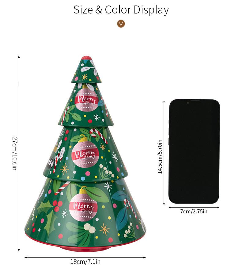 Christmas Tree Tin Candy Box With Metal Storage Container For Holiday Decorations