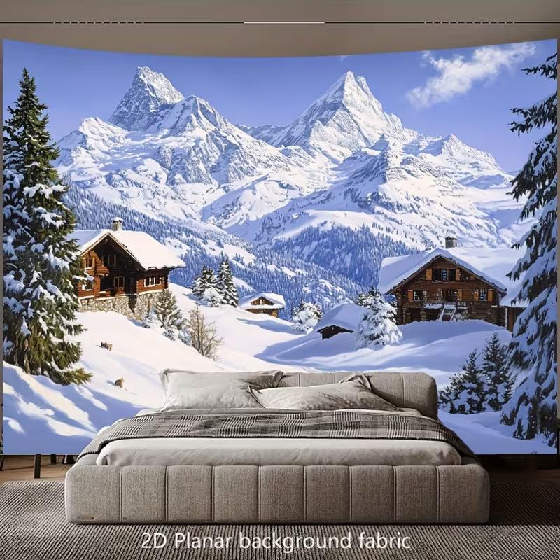 Swiss Matterhorn Snow Mountain Backdrop Winter Nature Background for Christmas & New Year Decoration
