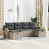 vidaXL 6-Piece Garden Sofa Set with Light Grey Cushions Poly Rattan 3360453