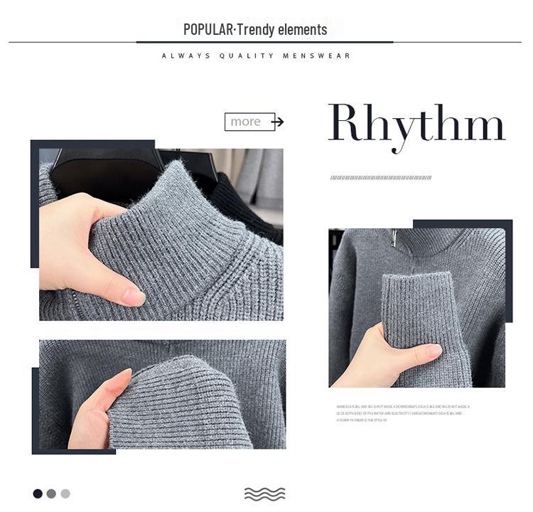 Men's Versatile Thick Knit Cardigan with Stand Collar Zipper - Autumn/Winter 2025 Warm Sweater