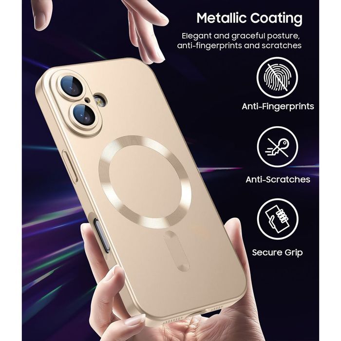 Coque de Protection - E.F.Connection - pour iPhone 17 Pro - avec Anneau Magnétique Doré - 2 Verre Trempé