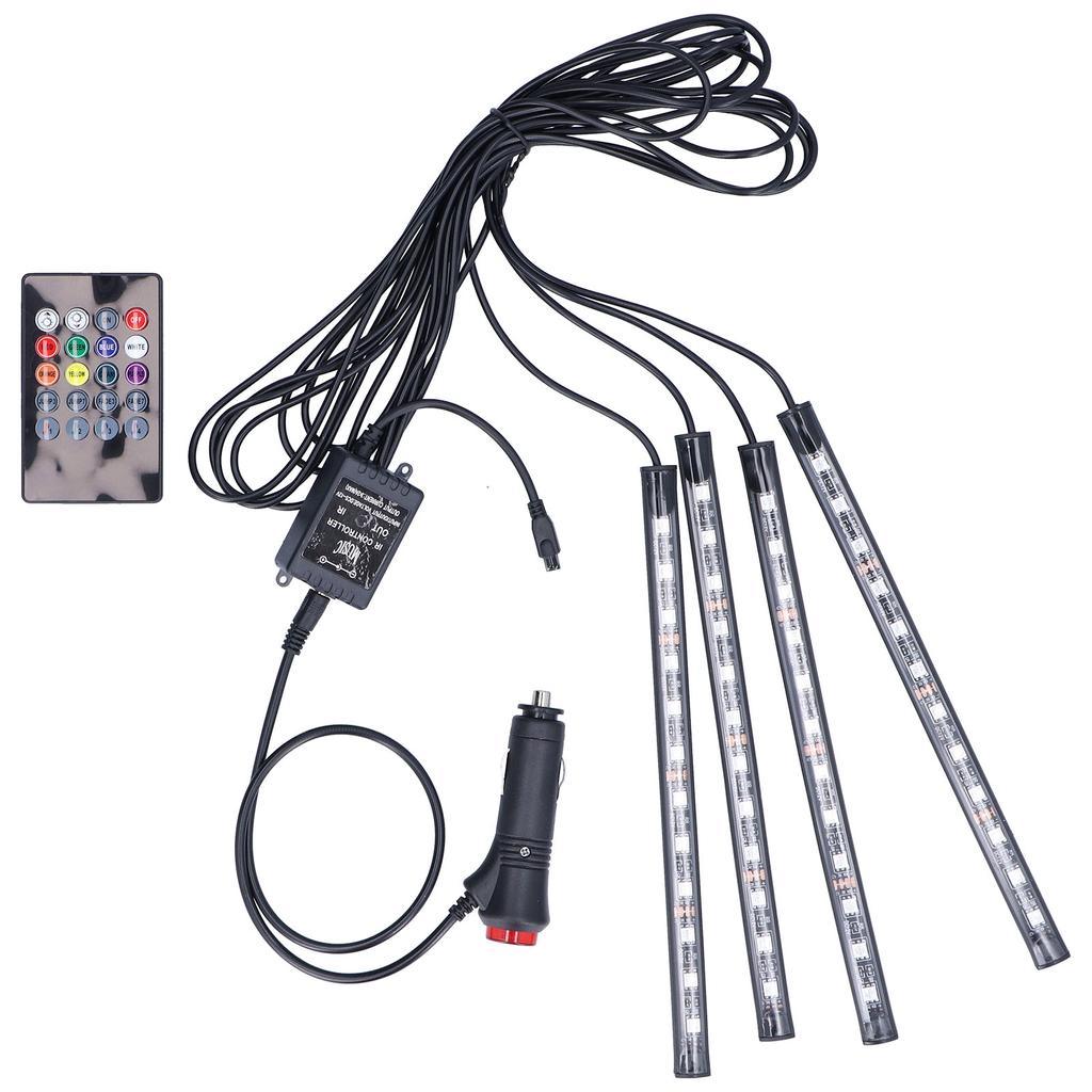 Interior Car Light Color Remote Music Control RGB Light Source IP65 Waterproof 48 LEDs Plug and