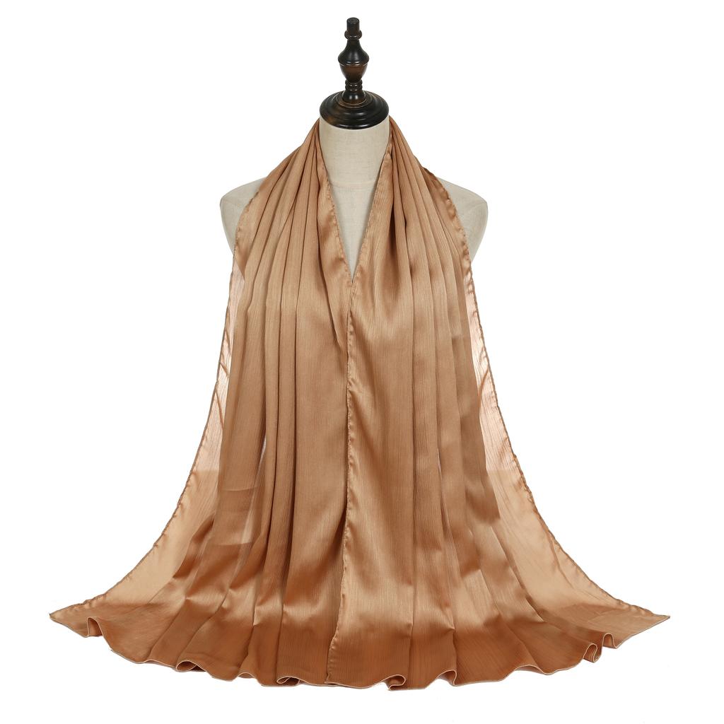 New Arrival Crinkle Satin Chiffon Hijab Scarf Plain Shawls Wrinkle Scarves Women Muslim Turban Solid Color Headscarf 36 Colors