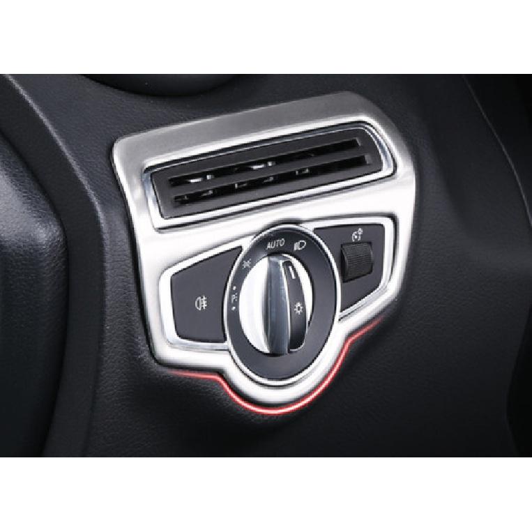 2016- Fit For Benz GLC X253 Headlight Switch Control Frame Silver Steel Trim