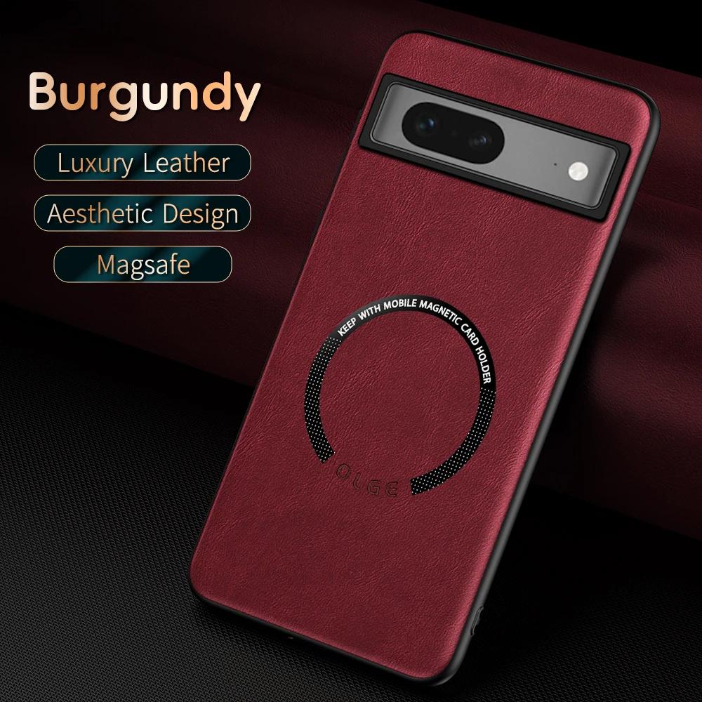 

Для Google Pixel 7A 7 7 Pro Кожа PU с коровьим узором с мелкими отверстиями Внешнее магнитное кольцо Мягкий край Противоударный Чехол для телефона с защитой от отпечатков пальцев For Pixel 7 красный