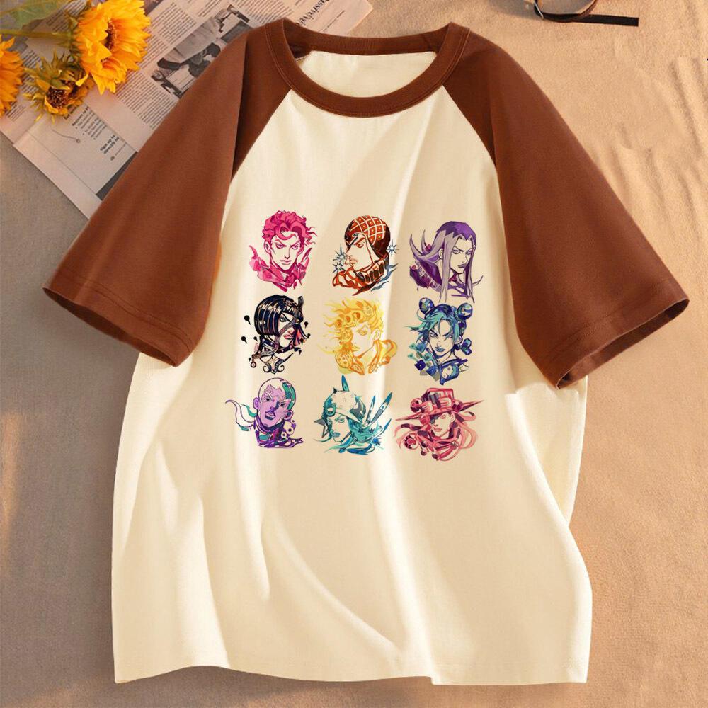 Jojo Bizarre Adventure Steel Ball Run Mädchen Anime Ästhetik Klassisch Trendiges T-Shirt Retro Grafik Digitale Popkultur Bunt
