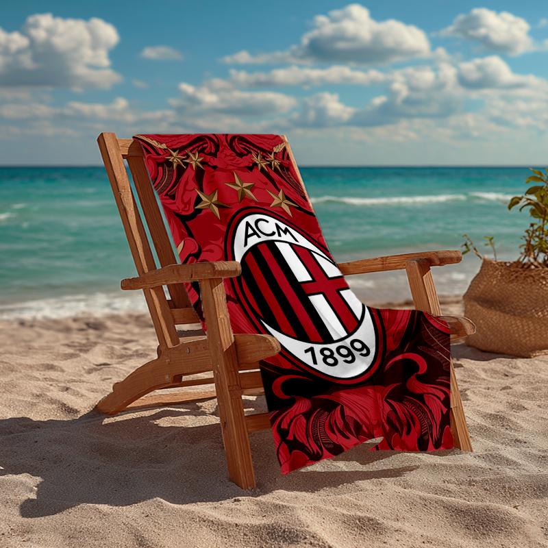 Ultra-Soft Beach Towel with AC Milan Theme,Ideal for Pool - Camping, Diving - Perfect Travel Essential, Vibrant Beach Towel.