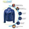 SKINOUTFIT Men's Motorcycle Leather Jacket Genuine Royal Blue Lambskin Café Racer Biker Outerwear