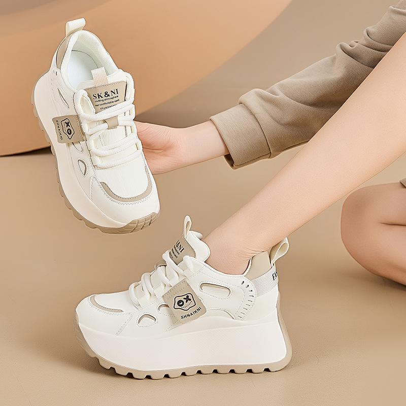 Women's shoes 2026 spring new item women's thick soled casual single shoes height increasing dad shoes