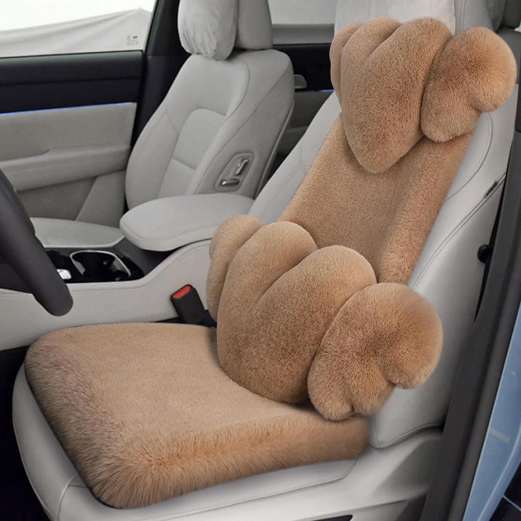 Plush Car Seat Cushion Automotive Lumbar Support Warm Auto Seat Cushion For Sedans RVs Drivers Travel Enthusiasts Winter Driving