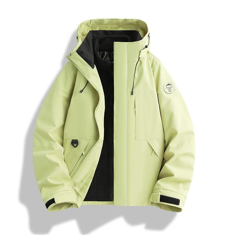 Mens Womens 3-in-1 Removable Hooded Windproof Warm Outdoor Jacket Hiking Camping Fishing Cycling