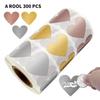 300 Sheets/roll of Heart-shaped Scratch Labels Rose Gold Kawaii School Stickers Thank You Cards for Package Stationery DIY