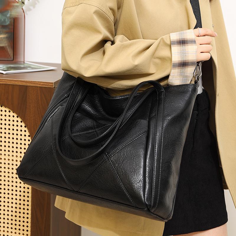 Fashion Soft Cowhide Handbag for Women 2025 Vintage Shoulder Tote Bag Genuine Leather Ladies Large Capacity Purse Bag Sac A Main