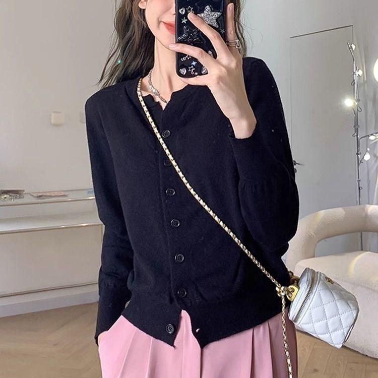 Elegant Sweet-style Knitted Cardigan with Long Sleeves – Youthful Comfortable Fashionable Minimalist Sweet Fresh and Sophisticated