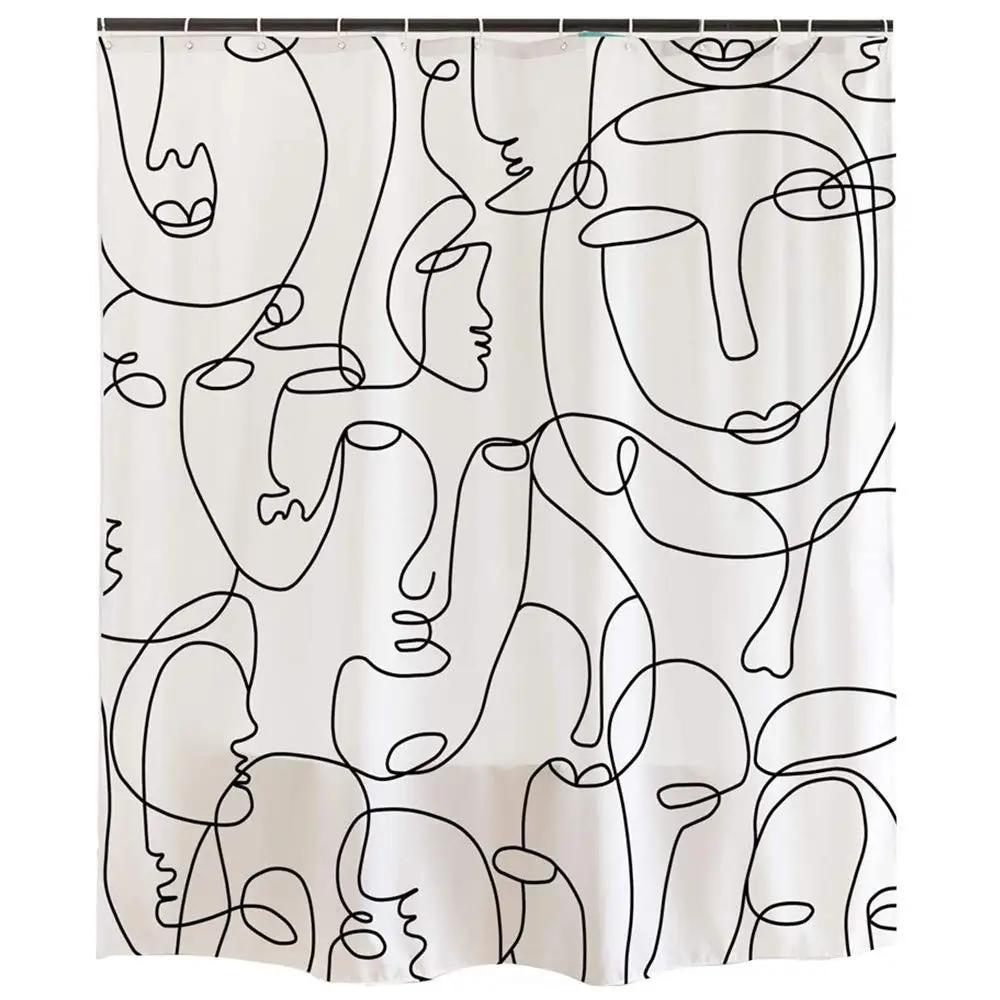 Nordic wind Abstract Art shower curtain waterproof polyester fabric bath curtain Morandi color block curtains for bathroom decor