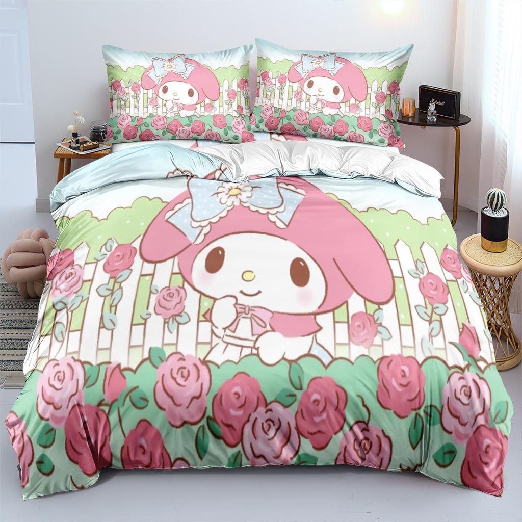 My Melody Bedding Sets Comforter Quilt Bed Cover Duvet Cover Pillow Case 2-3 Pieces Sets Kids Adult Size Cartoon Decoration